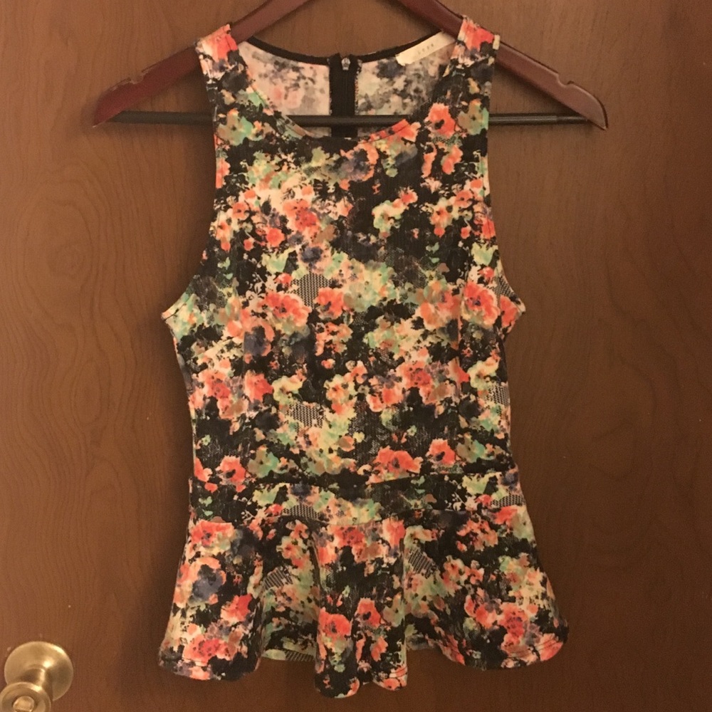 Retro Lush Floral Peplum Blouse